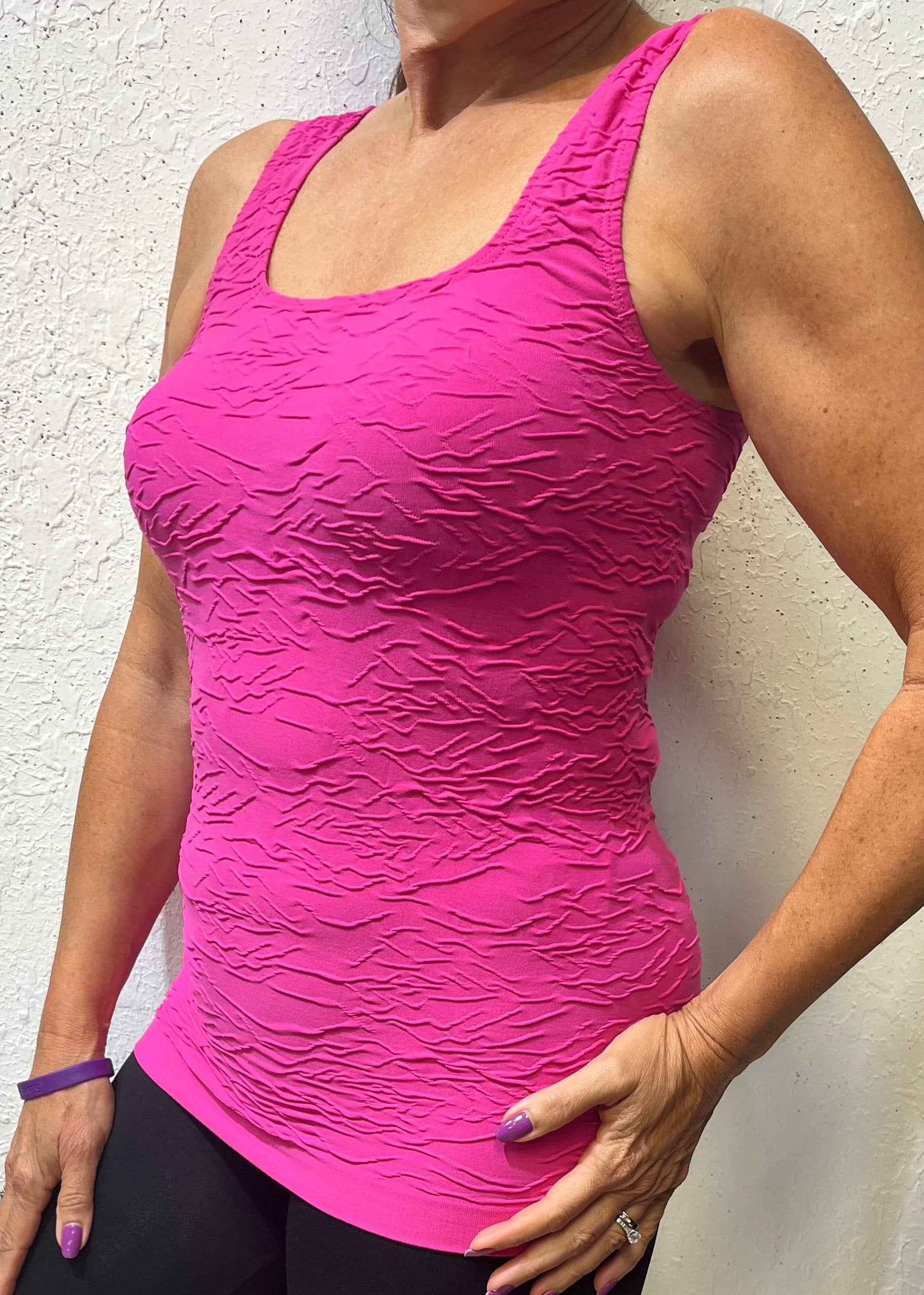 Pink The "Crinkle" Scoop Neck Tank Top