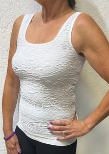 White The "Crinkle" Scoop Neck Tank Top