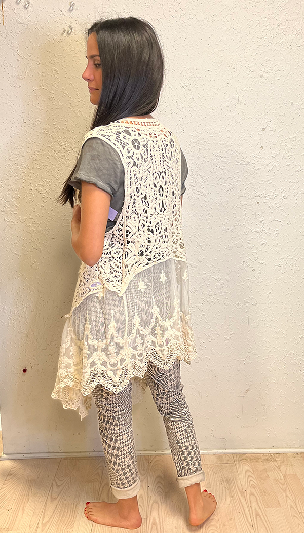 Cream Lace Long Vest – The Added Touch