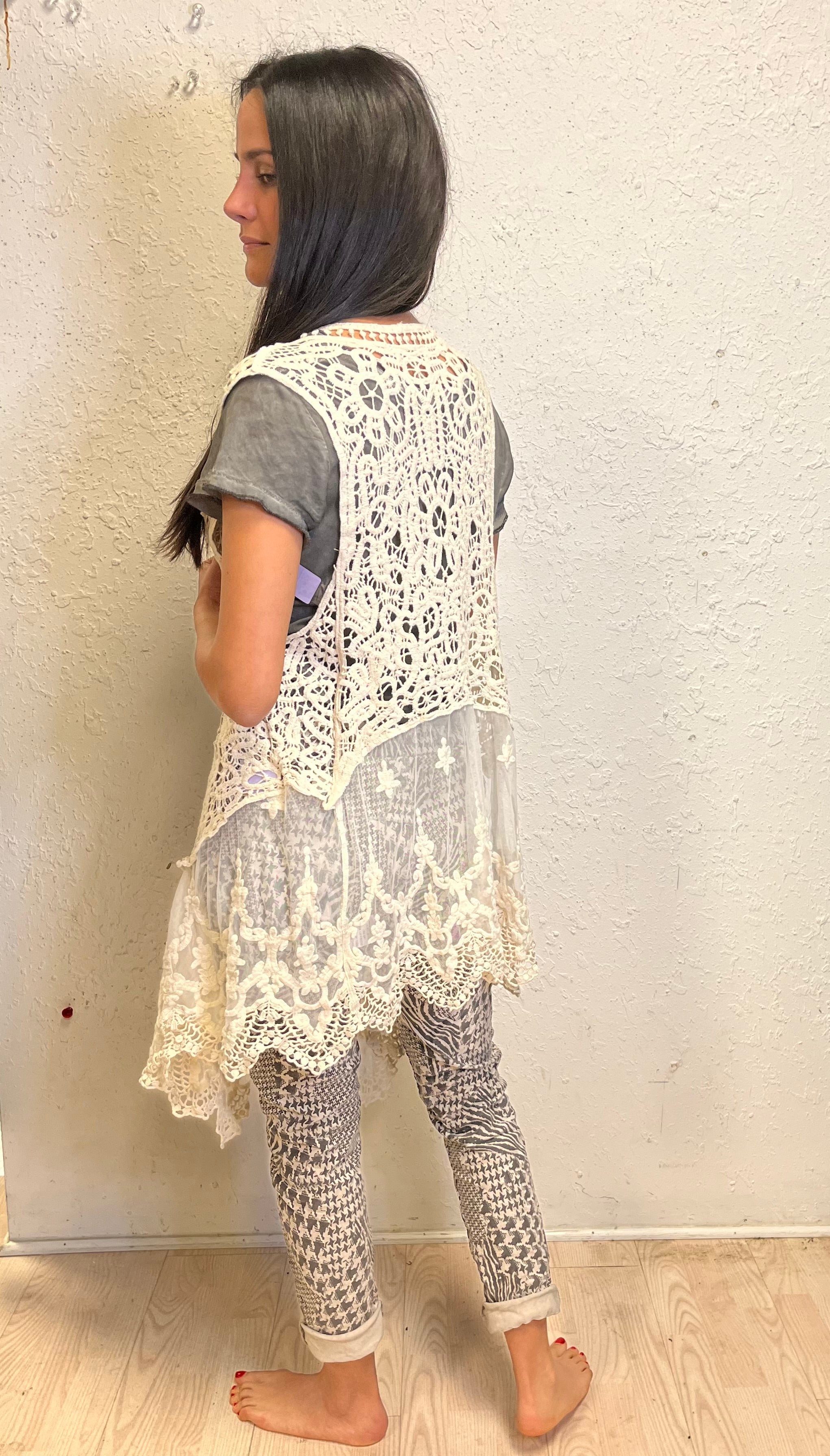 Lace and Crochet Long Vest – The Added Touch